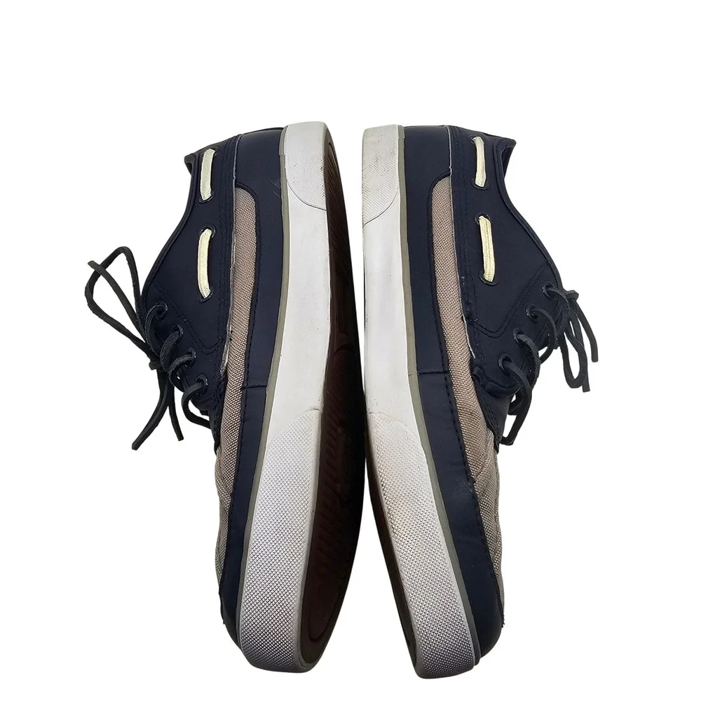 Polo Ralph Lauren Parkstone Boat Shoes 9D Navy Grey Preppy Nautical‎ Ivy Style